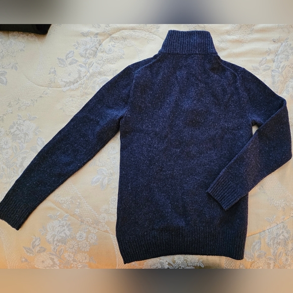 JCrew mens XS Marled rugged merino wool-blend half-zip sweater, Marled Indigo - Picture 4 of 5